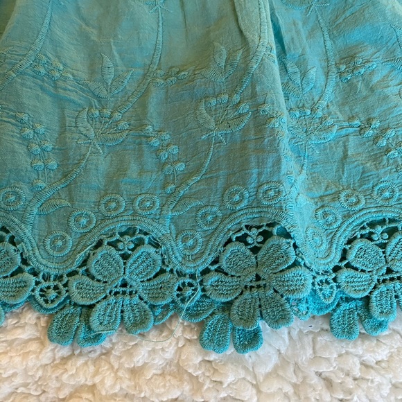 ❤️NWT❤️teal off the shoulder lace trim crop top - Picture 3 of 9